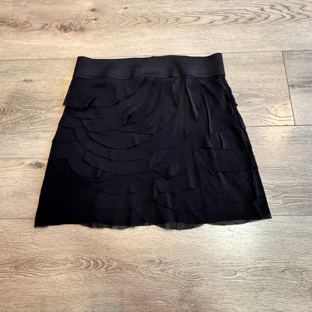Express Black Tiered Mesh Ruffle‎ Mini Skirt Women Size Small S